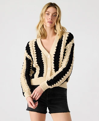Steve Madden Women's Lucas Striped Knit Button-Front Cardigan