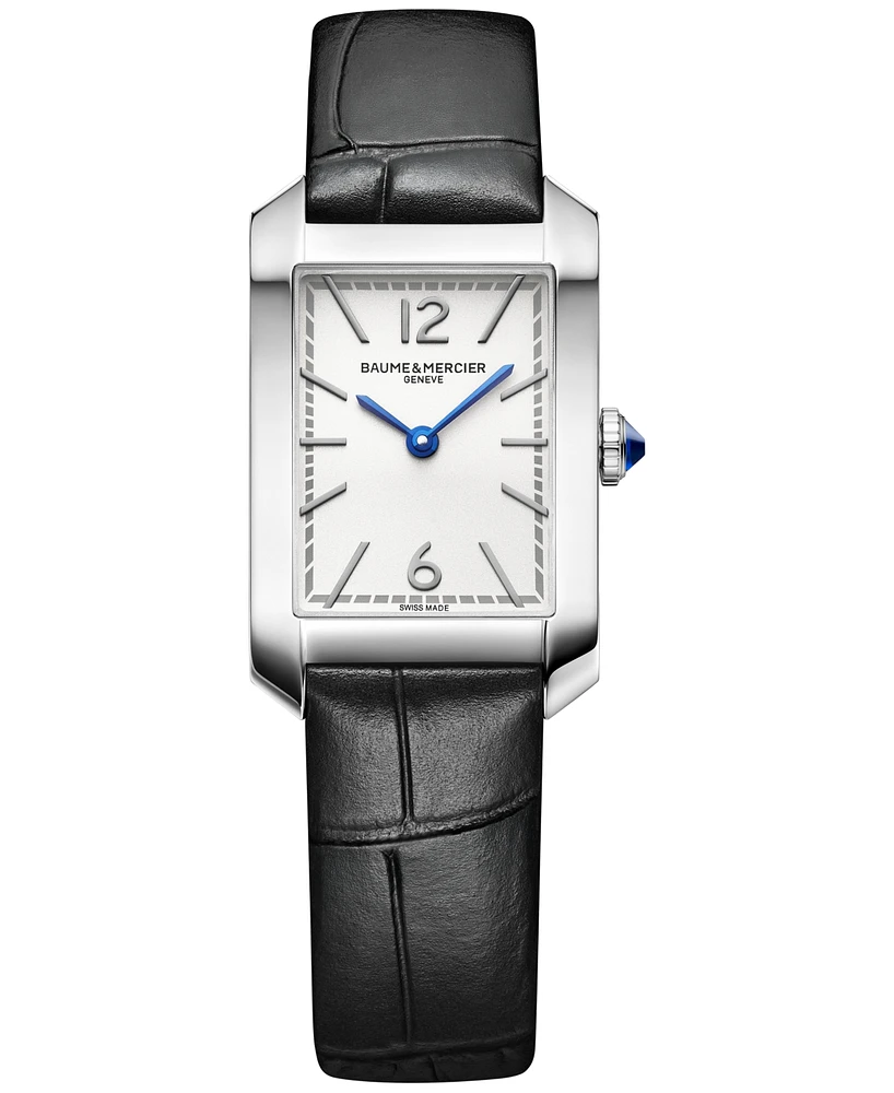 Baume & Mercier Women's Swiss Hampton Black Leather Strap Watch 35x22mm