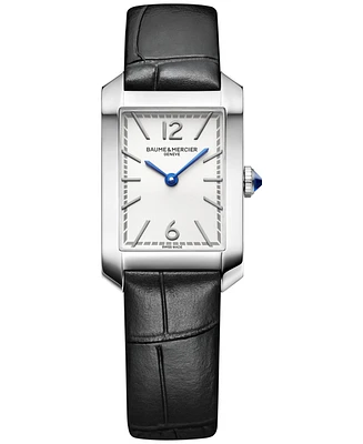 Baume & Mercier Women's Swiss Hampton Black Leather Strap Watch 35x22mm