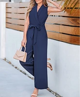 Cupshe Women's Elegant V Neck Sleeveless Tie Waisted Jumpsuit