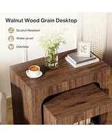 Tribesigns Nesting End Table Set, Walnut Side Table for Living Room, Night Stand Set for Bedroom, Small Spaces