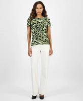 Ak Anne Klein Petite Printed Tulip-Sleeve Top