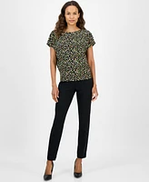 Ak Anne Klein Petite Dot-Print Top