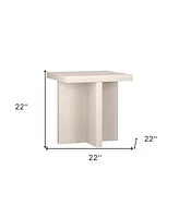 Modern Square Wood End Table 22-Inch Compact Side Table for Home Decor