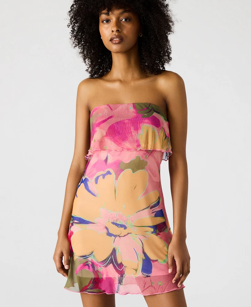 Steve Madden Women's Bryar Printed Strapless Mini Dress