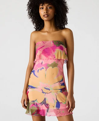 Steve Madden Women's Bryar Printed Strapless Mini Dress