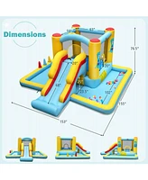 Inflatable Bounce House 7-in-1 Bouncy Castle with Slide and Tunnel without Blower