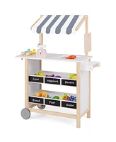 Kids Wooden Ice Cream Cart with Chalkboard and Storage for over 3 Years Old