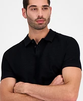Guess Men's Raymond Short Sleeve Textured Polo Shirt