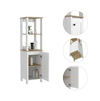 Depot E-shop New Haven Linen Single Door Cabinet, Two Interior Shelves, Two Open Shelves