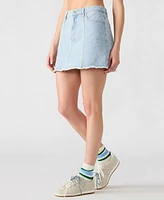 Steve Madden Women's Cheri Frayed-Edge Denim Skirt