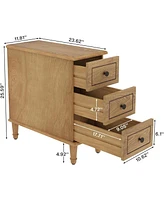 Tribesigns Solid Wood End Table, Fully Assembled Narrow Side Table with Drawers, Pre-Assembled Nightstand Slim Bedside Table for Small Spaces, Living