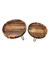 Stylish Solid Wood and Iron Round End Tables for Contemporary Spaces