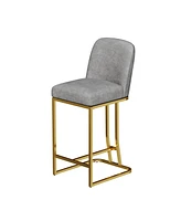 Set of 2 Upholstered Modern Bar Chairs with Metal Frame Counter Height Dining Stools for Kitchen Island Restaurant or Home Bar Seating-The Pop Home