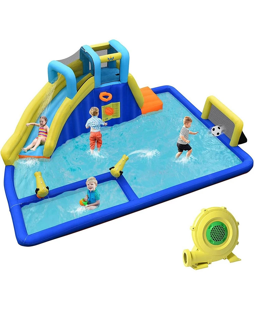 6-in-1 Inflatable Water Slides with Blower for Kids
