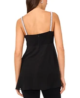 Msk Women's Rhinestone-Strap Overlay Tunic Top
