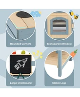 2-In-1 Outdoor Mud Kitchen with Faucet and Extra Chalkboard