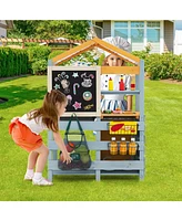 2 in 1 Wooden Mud Kitchen with Removable Water Box and Storage Bag
