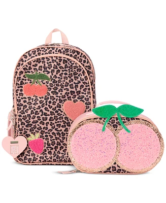 InMocean Big Girls Cheetah and Patch Backpack, Keychain & Lunch Bag Set