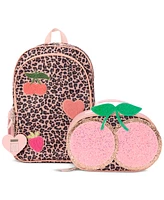 InMocean Big Girls Cheetah and Patch Backpack, Keychain & Lunch Bag Set
