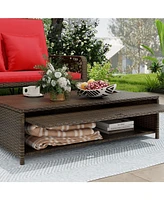 Patio Adjustable Wicker Daybed with 4-Level Backrest and Soft Cushions