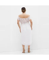 City Chic Plus Lace Glamour Midi Dress