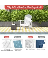 Gymax Patio Hips Outdoor Weather Resistant Slatted Chair Adirondack w/ Cup Holder