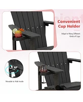 Gymax Patio Hips Outdoor Weather Resistant Slatted Chair Adirondack w/ Cup Holder