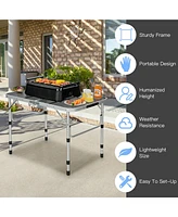 Gymax Folding Grill Table for Camping Lightweight Aluminum Metal Grill Stand Table