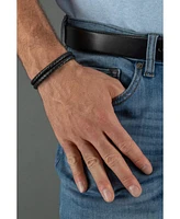 Trafalgar Simple Double Band Braided Secure Clasp Leather Bracelet