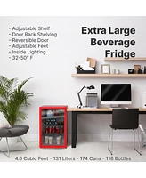 SnowLion Premium 131L Beverage Refrigerator 4.6 Cu.ft. Freestanding Mini Fridge With Glass Door in
