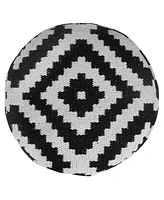 18" Black Cotton Blend Ottoman