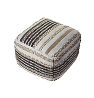 18" Tan Jute Ottoman
