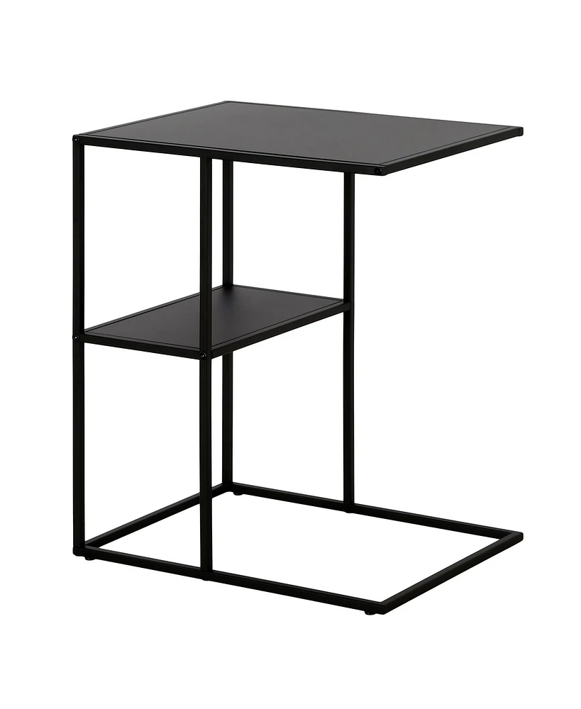 Industrial Metal Side Table with Lower Shelf – Compact Steel Design