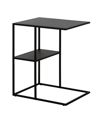 Industrial Metal Side Table with Lower Shelf – Compact Steel Design