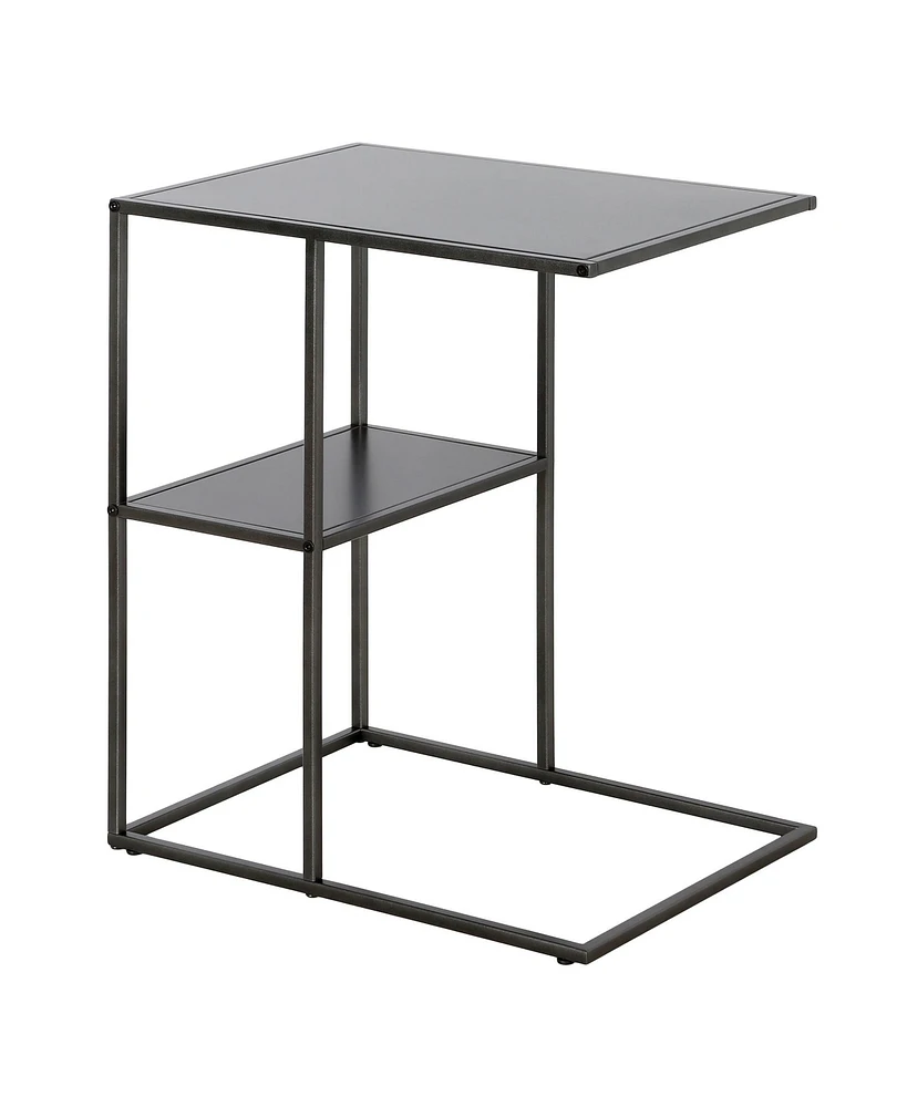 Industrial Metal Side Table with Lower Shelf – Compact Steel Design