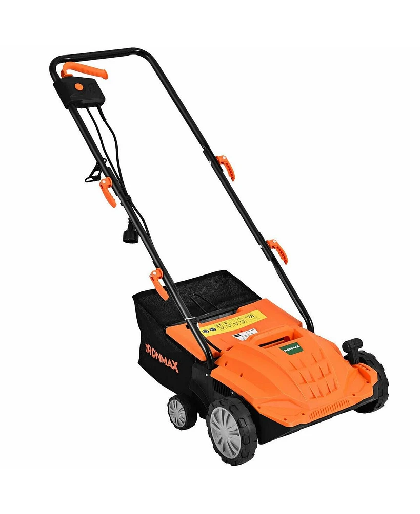 13 Inch 12 Amp Electric Scarifier with Collection Bag and Removable Blades-Orange