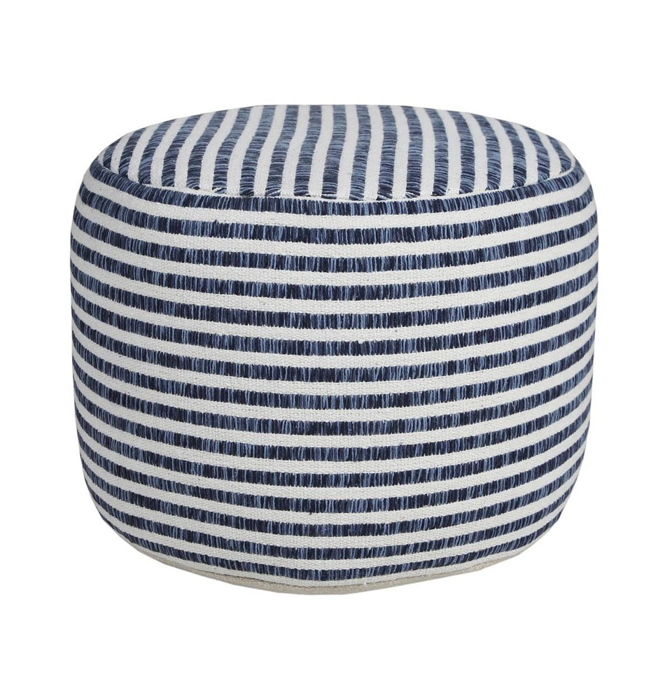 18" Blue 100% Cotton Ottoman