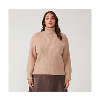 Estelle Plus Cadence Beige Turtle Neck Sweater Knit