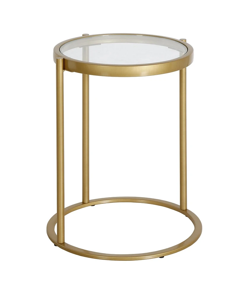 Round End Table with Glass Top and Steel Legs – Contemporary Accent Table for Any Room