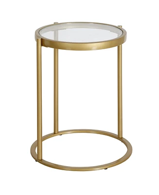 Round End Table with Glass Top and Steel Legs – Contemporary Accent Table for Any Room