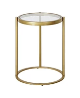 Round End Table with Glass Top and Steel Legs – Contemporary Accent Table for Any Room