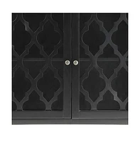 34" Black Sideboard with Two Glass Doors