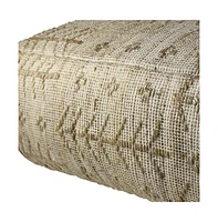 Hemp Textured Rectangle Pouf for Living Room Bedroom or Lounge Area Seating