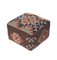 Cotton Pouf Ottoman for Living Room Footrest and Decorative Accent