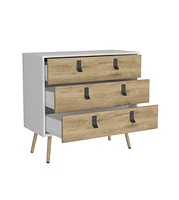 Wooden Three Drawer Dresser for Clothes and Bedroom Storage