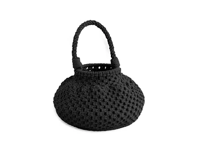 Naga Macrame Bucket Bag In Black