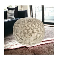 20" Cream 100% Cotton Ottoman
