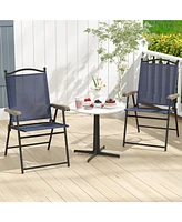 Set of 2 Patio Folding Sling Back Camping Deck Chairs