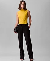 Calvin Klein Women's Sleeveless Mock-Neck Ruched Top